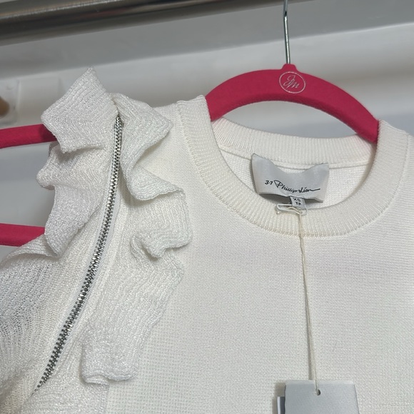 3.1 Phillip Lim Solid Ruffle Tank W Zippers Size XS White NEW WITH TAGS - Picture 8 of 13